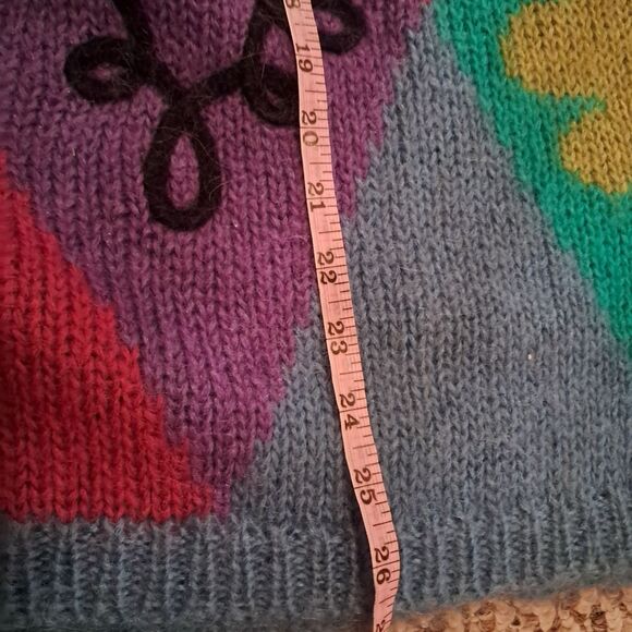 IVY sweater women's large L argyle y2k 00s mohair colorful hippie colorblock - Picture 10 of 10